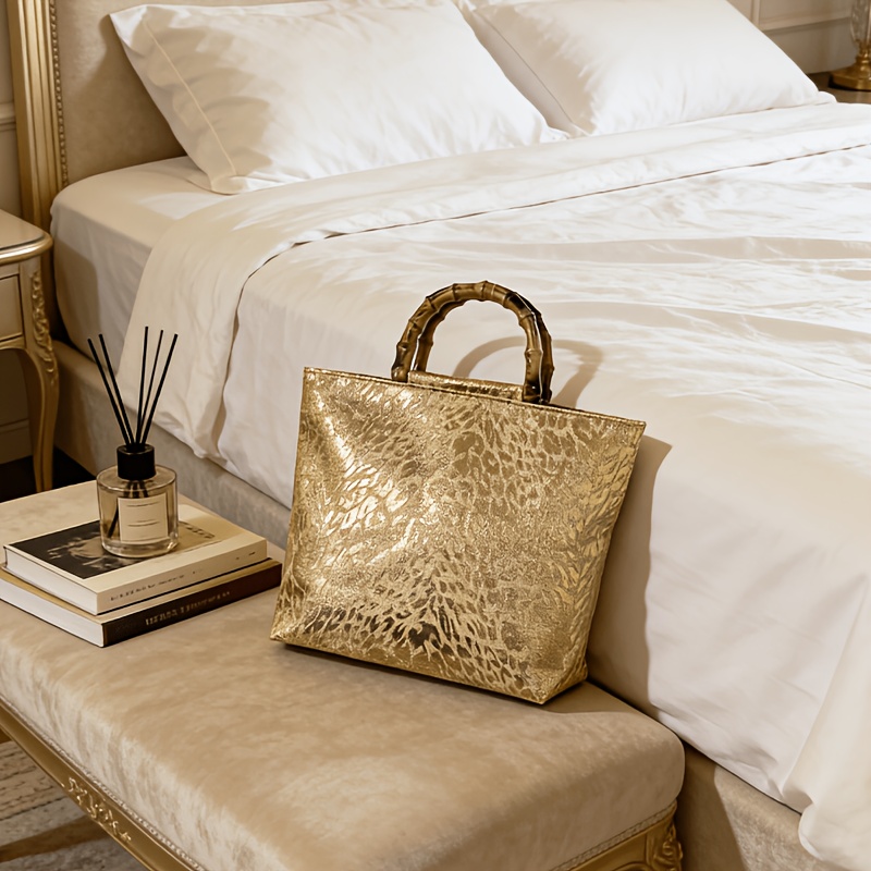 Luxury Bags Supplier - Sac fourre-tout en jacquard doré métallisé